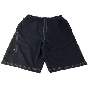 Hawaiian Authentics Men's Swim Trunks Netted 10" Inseam XL Black 100% Polyester